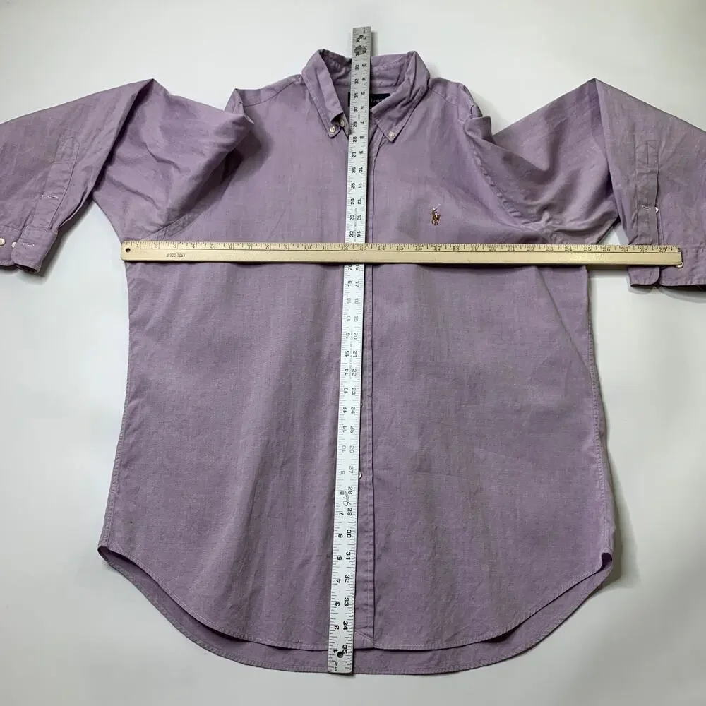 Vintage Ralph Lauren Shirt Mens 16.5 Pastel Purple Classic Fit Button Down Dress